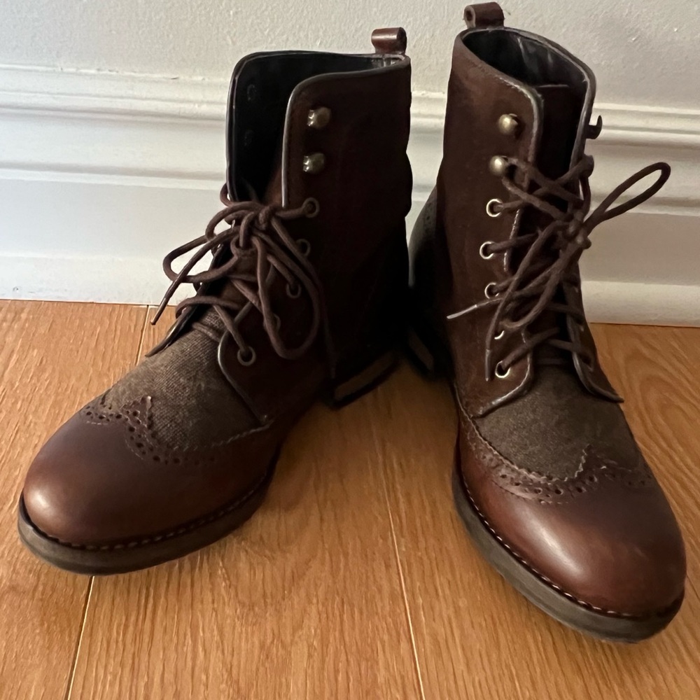 Brown leather boots